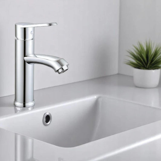 Elegant Basin Mixer in Shiny Chrome | Hot and Cold Mixer