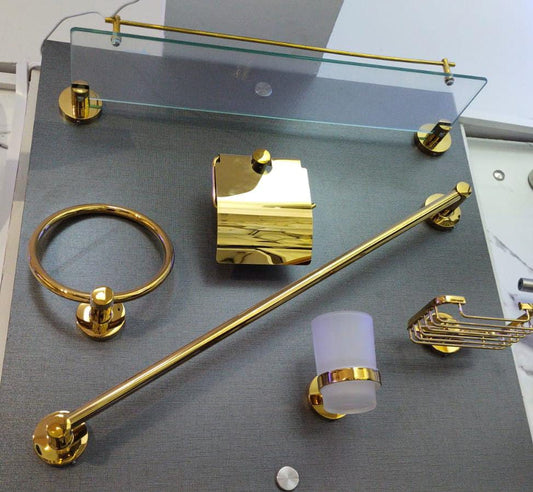 Bathroom accessories set golden colour 5pes