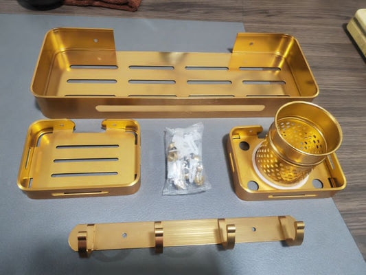 Bathroom accessories set golden colour